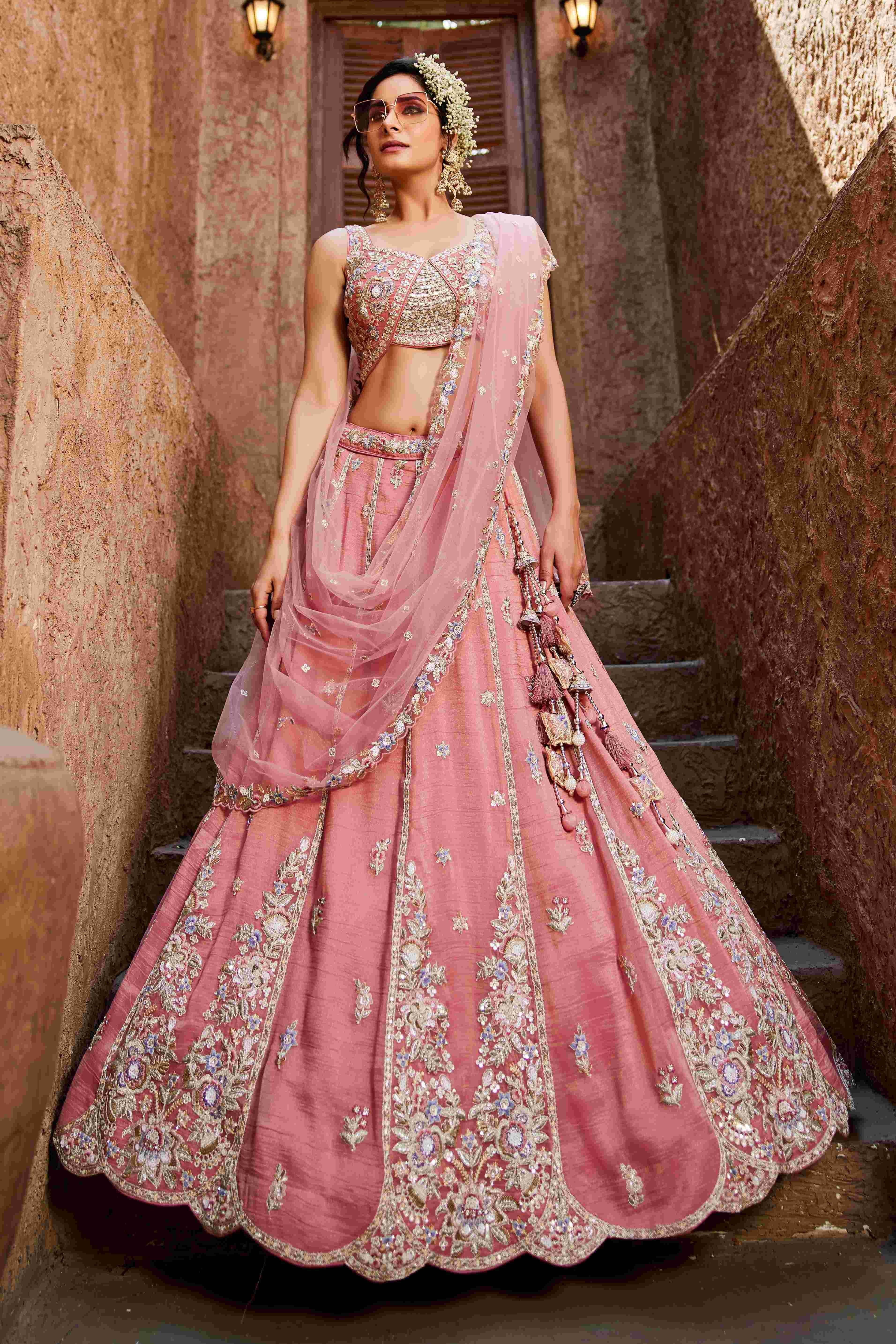 Tissue Designer Bridal Lehenga with Elegant Embroidery - MYLUXURY LANE ENTERPRISE